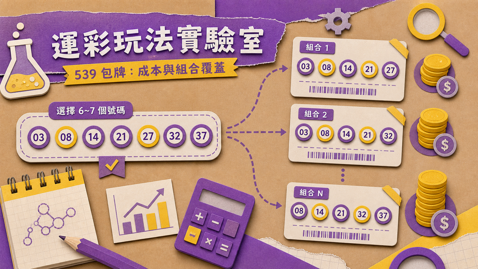 539包牌組合拆分與成本增加示意